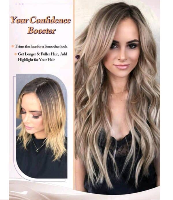 Γυναικείο Topper Τουπέ κορυφής μαλλιών με κλιπ μεγάλης επιφάνειας με Lace Front (διαφάνεια ) - Καστανό με ξανθές ανταύγειες 20 inches - Image 4