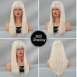 Γυναικεία περούκα σε ξανθό πλατινέ χρώμα  συνθετική υψηλής ποιότητας με αφέλειες 24 inches - Image 2