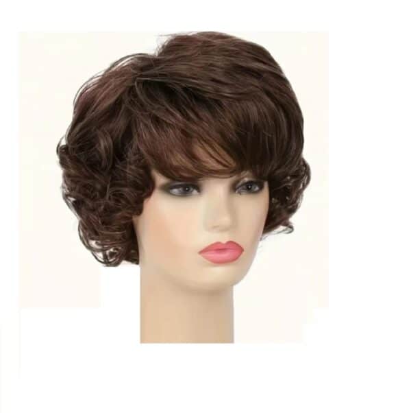 Γυναικεία περούκα σε καστανό  χρώμα με μπούκλες συνθετική υψηλής ποιότητας 12 inches - Image 2