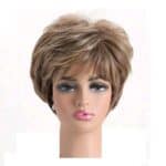 Γυναικεία περούκα σε καστανό ανοιχτό χρώμα με ανταύγειες συνθετική υψηλής ποιότητας 10 inches