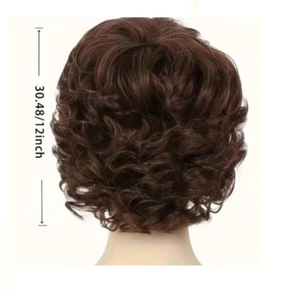 Γυναικεία περούκα σε καστανό  χρώμα με μπούκλες συνθετική υψηλής ποιότητας 12 inches - Image 3