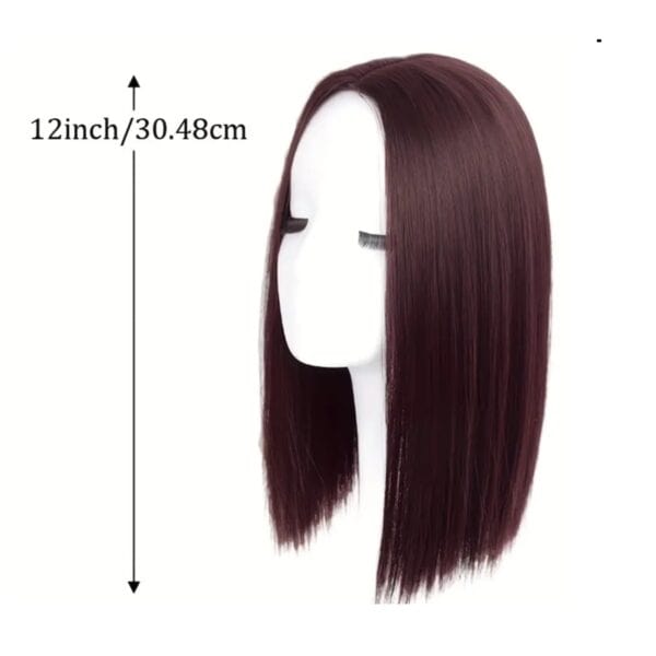 Γυναικείο Topper Τουπέ κορυφής μαλλιών με κλιπ μεγάλης επιφάνειας - Dark Red κόκκινο βουργουνδή 12 inches - Image 2