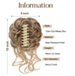 Ποστίς Κότσος συνθετική τρίχα υψηλής ποιότητας με αφέλειες και  κλάμερ τοποθέτησης- Καστανό με ξανθές ανταύγειες - Image 3