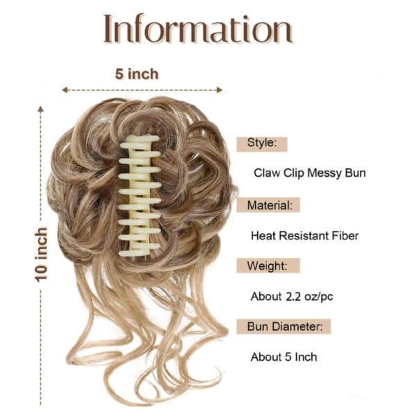 Ποστίς Κότσος συνθετική τρίχα υψηλής ποιότητας με αφέλειες και  κλάμερ τοποθέτησης- Καστανό με ξανθές ανταύγειες - Image 3