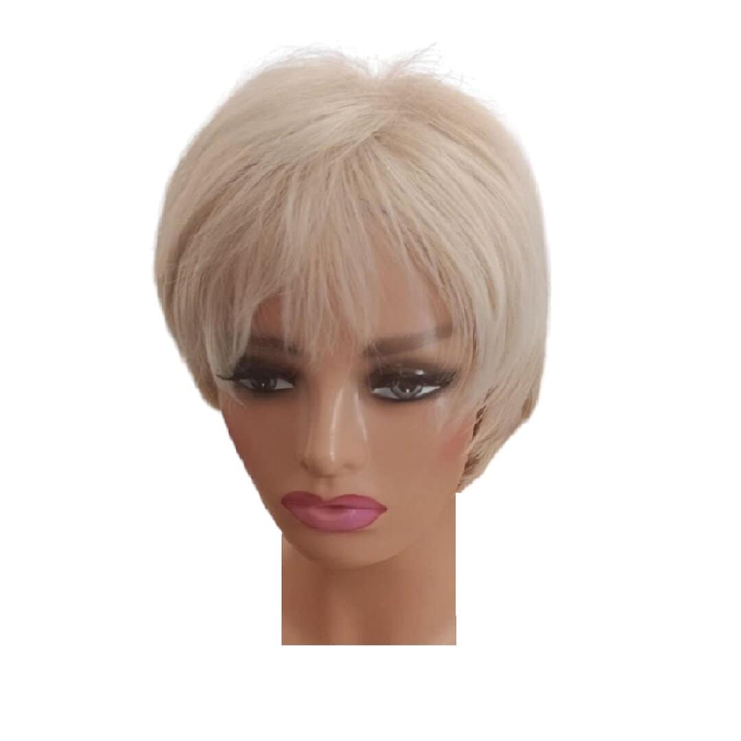 WIG-SHORT-BLONDE-WHITE-WOMAN Γυναικεία περούκα σε Ξανθό ανοιχτό χρώμα συνθετική υψηλής ποιότητας 10 inches - Image 1