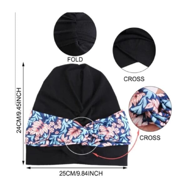 Γυναικείο Υφασμάτινο  Μαλακό Τουρμπάνι  μαλλιών Flowers blue ( Μπλε) - Image 3