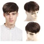 Ανδρικό Topper / Τουπέ κορυφής από φυσική τρίχα σε καστανό σκούρο χρώμα 10 inches - Image 3