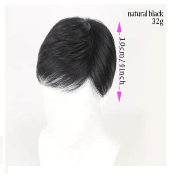 Ανδρικό Topper-Τουπέ κορυφής με κλιπ μεγάλης επιφάνειας φυσική τρίχα- Μαύρο χρώμα - Image 3
