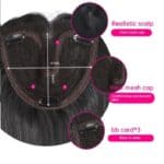 Γυναικείο Topper Τουπέ κορυφής μαλλιών με κλιπ Full Lace ( ραμμένο σε διαφάνεια)  - Μαύρo Black 24 inches - Image 4