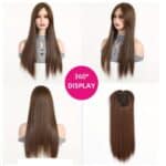 Γυναικείο Topper Τουπέ κορυφής μαλλιών με κλιπ Full Lace ( ραμμένο σε διαφάνεια)  - Καστανό Brown 24 inches - Image 3