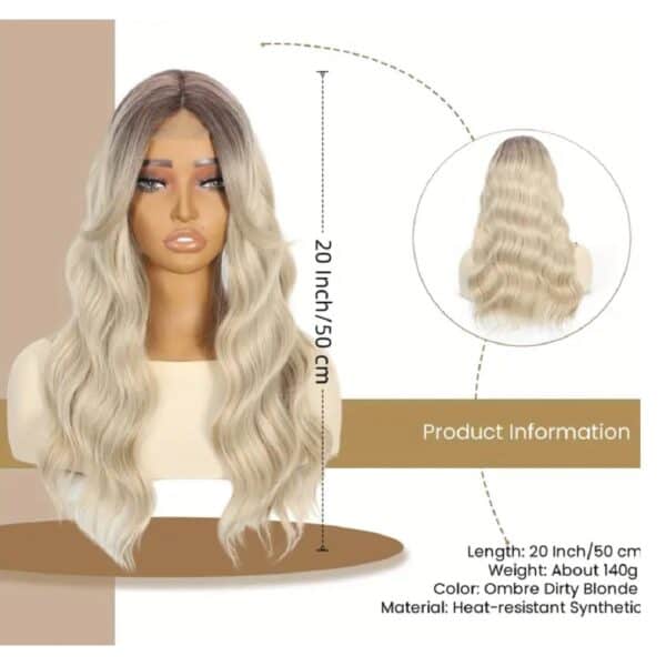 Γυναικείο Topper Τουπέ κορυφής μαλλιών με κλιπ μεγάλης επιφάνειας και Lace Front (ραμμένο σε διαφάνεια) - Ξανθό blonde wavy 20 inches - Image 2