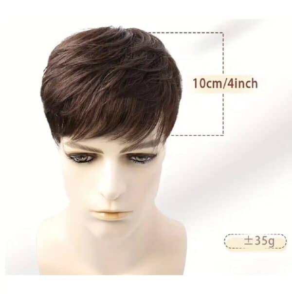 Ανδρικό Topper / Τουπέ κορυφής από φυσική τρίχα σε καστανό σκούρο χρώμα 10 inches - Image 2