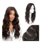 Γυναικείο Topper Τουπέ κορυφής μαλλιών με κλιπ Full Lace ( ραμμένο σε διαφάνεια) Curly - Dark Brown καστανό  20 inches - Image 2