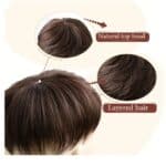 Ανδρικό Topper / Τουπέ κορυφής από φυσική τρίχα σε καστανό σκούρο χρώμα 10 inches - Image 4