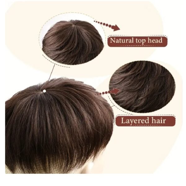 Ανδρικό Topper / Τουπέ κορυφής από φυσική τρίχα σε καστανό σκούρο χρώμα 10 inches - Image 4