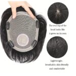 Ανδρικό Topper-Τουπέ κορυφής με κλιπ μεγάλης επιφάνειας φυσική τρίχα- Μαύρο χρώμα - Image 2