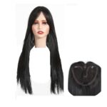 Γυναικείο Topper Τουπέ κορυφής μαλλιών με κλιπ Full Lace ( ραμμένο σε διαφάνεια)  - Μαύρo Black 24 inches