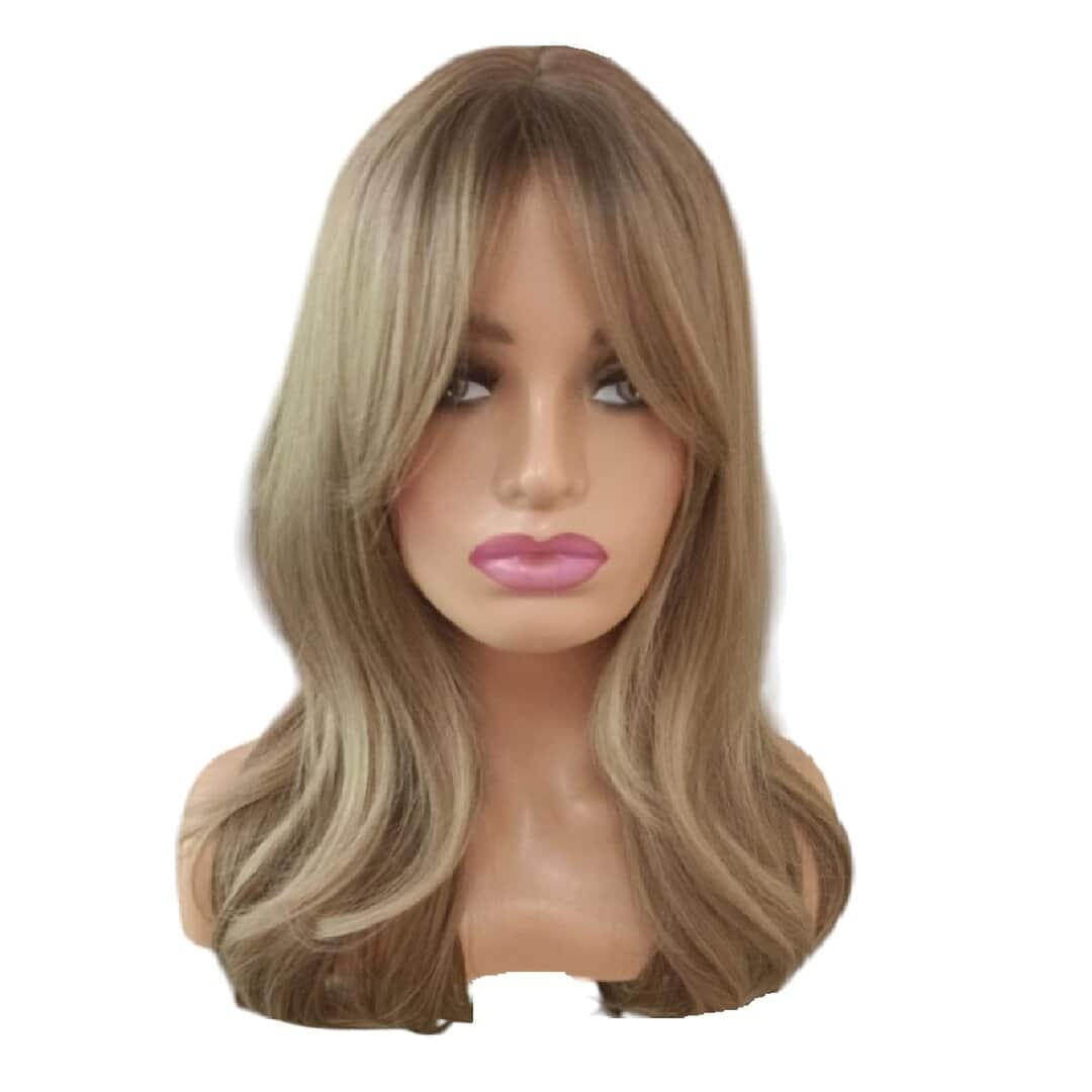 wig-light-brown-woman-hair Γυναικεία περούκα σε καστανό ανοιχτό χρώμα συνθετική υψηλής ποιότητας με αφέλειες 20 inches - Image 1