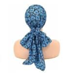 Γυναικείο Υφασμάτινο  Μαλακό Τουρμπάνι  μαλλιών Flowers blue long( Μπλε) - Image 2