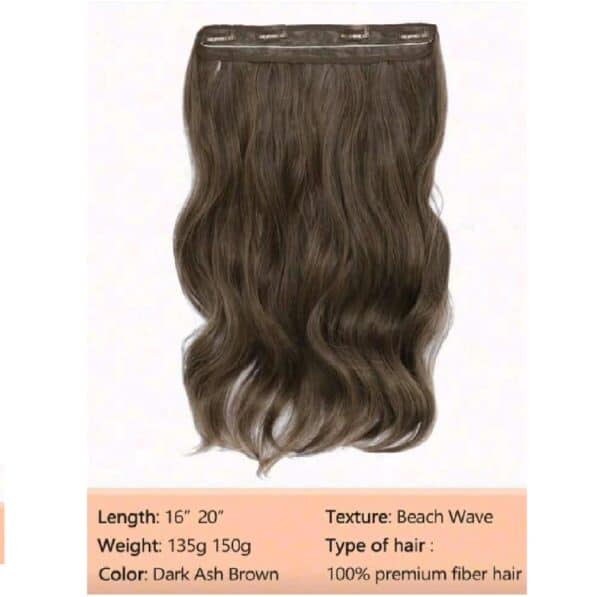 Τρέσα με 4 κλιπ και λάστιχο για έξτρα όγκο συνθετικής τρίχας υψηλής ποιότητας - Καστανό Brown 20 Inches - Image 3