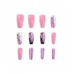 Press-on Nails Ψεύτικα νύχια σετ nail art 24 Τμχ  + 1 κόλλα- Pink Designs - Image 3