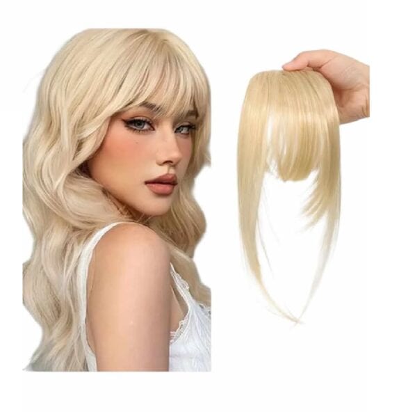 Φράντζα Ποστίς με 2 κλιπ και ραβώμενη σε Ξανθό πλατινέ  χρώμα - Image 2