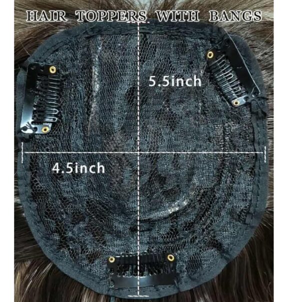 Γυναικείο Topper Τουπέ κορυφής μαλλιών με κλιπ μεγάλης επιφάνειας  18 inches - Brown ombre χρώμα - Image 4