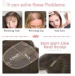 Γυναικείο Topper Τουπέ κορυφής μαλλιών με κλιπ μεγάλης επιφάνειας  14 inches - Καστανό με ανταύγειες - Image 4