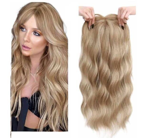 Γυναικείο Topper Τουπέ κορυφής μαλλιών με κλιπ μεγάλης επιφάνειας  20 inches - Blonde Ξανθό χρώμα - Image 3