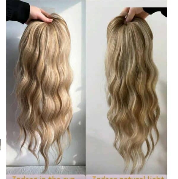 Γυναικείο Topper Τουπέ κορυφής μαλλιών με κλιπ μεγάλης επιφάνειας  20 inches - Blonde Ξανθό χρώμα - Image 4