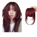 Φράντζα Ποστίς με 2 κλιπ και ραβώμενη σε  Κόκκινο red μπορντό χρώμα - Image 2