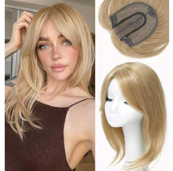 Γυναικείο Topper Τουπέ κορυφής μαλλιών με κλιπ μεγάλης επιφάνειας  14 inches - Ξανθό Gold - Image 2