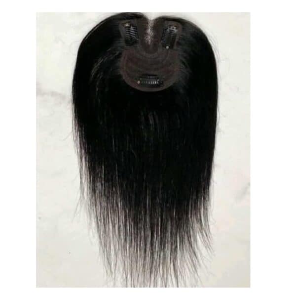 Γυναικείο Topper Τουπέ κορυφής μαλλιών από φυσική τρίχα  Full lace ( ραμμένο σε διαφάνεια ) - Black Μαύρο 10 inches - Image 4