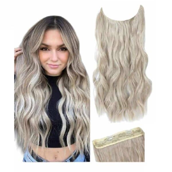 Τρέσα με 4 κλιπ και λάστιχο για έξτρα όγκο συνθετικής τρίχας υψηλής ποιότητας - Ξανθό ανοιχτό Blonde 20 Inches - Image 2