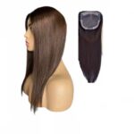 Γυναικείο Topper Τουπέ κορυφής μαλλιών από 100% φυσική τρίχα  Full lace ( ραμμένο σε διαφάνεια ) - Καστανό Brown 18 inches