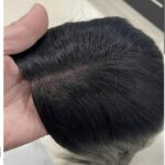 Γυναικείο Topper Τουπέ κορυφής μαλλιών από 100% φυσική τρίχα  Full lace ( ραμμένο σε διαφάνεια ) - Black Μαύρο 18 inches - Image 3