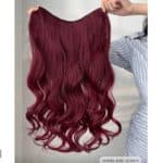 Τρέσα με 5 κλιπ U shape για έξτρα όγκο συνθετικής τρίχας υψηλής ποιότητας - Κόκκινο Burgundy 22 inches - Image 3