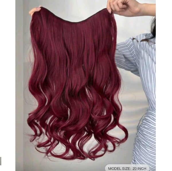 Τρέσα με 5 κλιπ U shape για έξτρα όγκο συνθετικής τρίχας υψηλής ποιότητας - Κόκκινο Burgundy 22 inches - Image 3