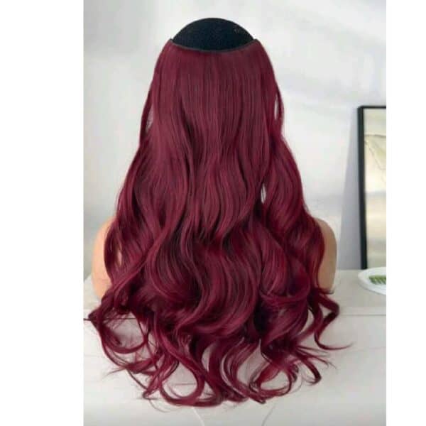 Τρέσα με 5 κλιπ U shape για έξτρα όγκο συνθετικής τρίχας υψηλής ποιότητας - Κόκκινο Burgundy 22 inches - Image 5