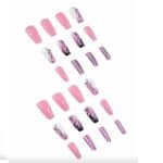 Press-on Nails Ψεύτικα νύχια σετ nail art 24 Τμχ  + 1 κόλλα- Pink Designs - Image 2