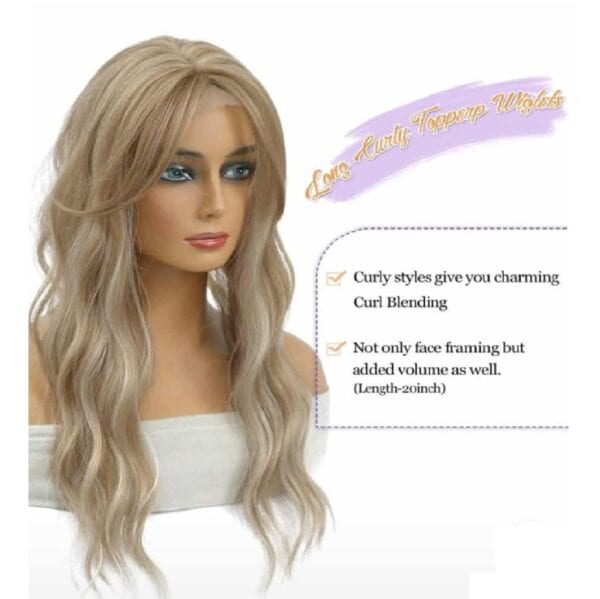 Γυναικείο Topper Τουπέ κορυφής μαλλιών με κλιπ μεγάλης επιφάνειας  20 inches - Blonde Ξανθό χρώμα - Image 2