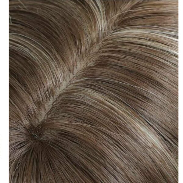 Γυναικείο Topper Τουπέ κορυφής μαλλιών με κλιπ μεγάλης επιφάνειας  14 inches - Καστανό με ανταύγειες - Image 2