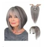 Γυναικείο Topper Τουπέ κορυφής μαλλιών με κλιπ μεγάλης επιφάνειας  10 inches - Grey - Image 2