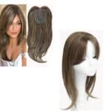 Γυναικείο Topper Τουπέ κορυφής μαλλιών με κλιπ μεγάλης επιφάνειας  14 inches - Καστανό με ανταύγειες - Image 3