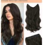 Τρέσα με 4 κλιπ και λάστιχο για έξτρα όγκο συνθετικής τρίχας υψηλής ποιότητας - Καστανό σκούρο Brown 20 Inches - Image 2