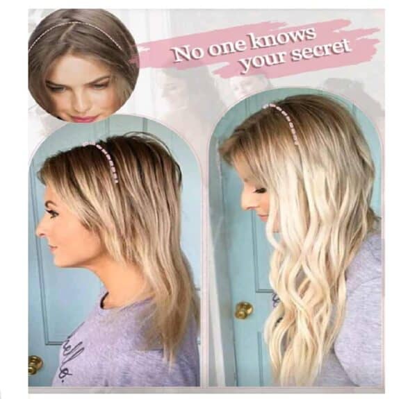 Τρέσα με 4 κλιπ και λάστιχο για έξτρα όγκο συνθετικής τρίχας υψηλής ποιότητας - Ombre Ξανθό 16 Inches - Image 3