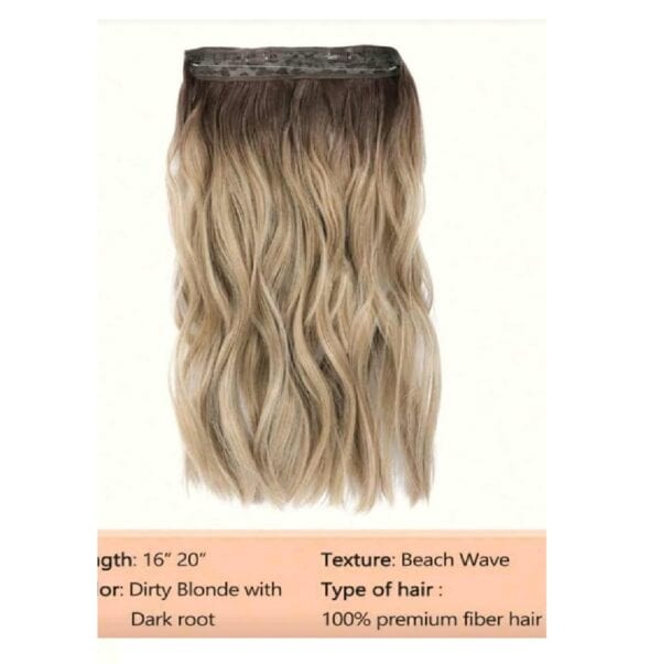 Τρέσα με 4 κλιπ και λάστιχο για έξτρα όγκο συνθετικής τρίχας υψηλής ποιότητας - Ombre Ξανθό 16 Inches - Image 2