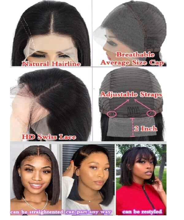 Γυναικεία περούκα Full lace 13x6 (αόρατη εφαρμογή) σε μαύρο χρώμα συνθετική υψηλής ποιότητας 12 inches - Image 3