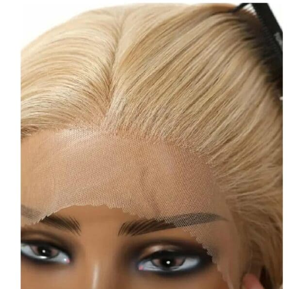 Γυναικεία περούκα Full lace 13x4 (αόρατη εφαρμογή) σε ξανθό χρώμα συνθετική υψηλής ποιότητας 12 inches - Image 3