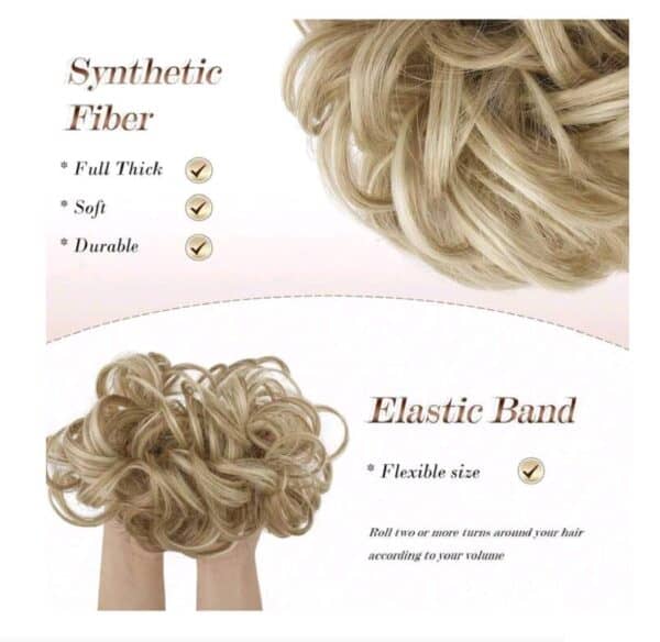 Ποστίς Κότσος με λάστιχο συνθετική τρίχα υψηλής ποιότητας - Ξανθό με ανταύγειες - Image 2